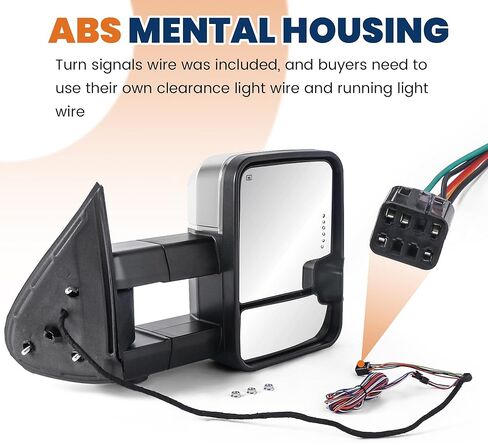 Pair Black Power Fold Towing Mirrors Compatible with 07-13 GMC Serria Yukon Chevy Silverado Suburban Tahoe w/Turn Light,Control Switch, Backup Lamp in Kuwait