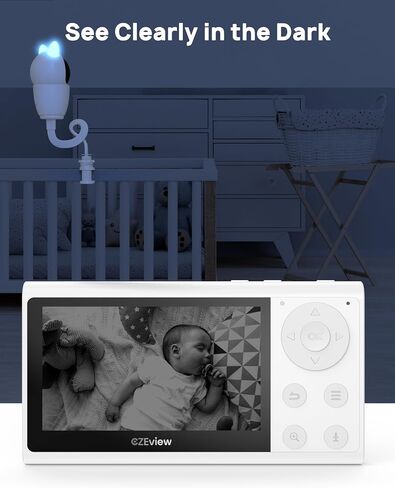 Video Baby Monitor with Camera and Audio, 2K Baby Monitor WiFi Smartphone with Night Vision, Pan-Tilt-Zoom via 4.3" Screen and APP, Cry/Motion Detection, 2-Way Audio in Saudi Arabia
