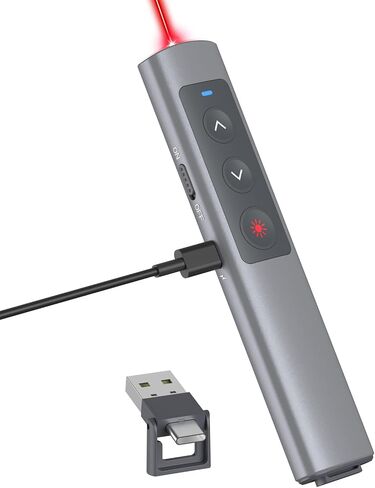 Presentation Clicker Wireless Presenter Remote: USB Rechargeable Finger Ring Clicker for PowerPoint Presentations, PowerPoint Clicker with Laser Pointer, Multi-OS Compatible in Saudi Arabia