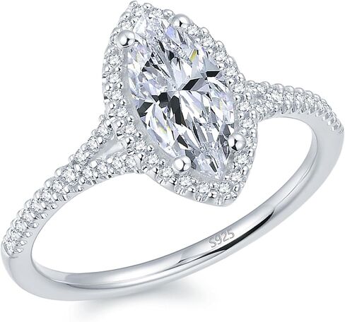 خواتم مويسانيتي مقطوعة من Moisland Marquise، خواتم خطوبة هالة مويسانيتي 1 قيراط، خواتم مويسانيتي مقطوعة 1 قيراط للنساء in Kuwait