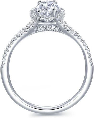 خواتم مويسانيتي مقطوعة من Moisland Marquise، خواتم خطوبة هالة مويسانيتي 1 قيراط، خواتم مويسانيتي مقطوعة 1 قيراط للنساء in Kuwait