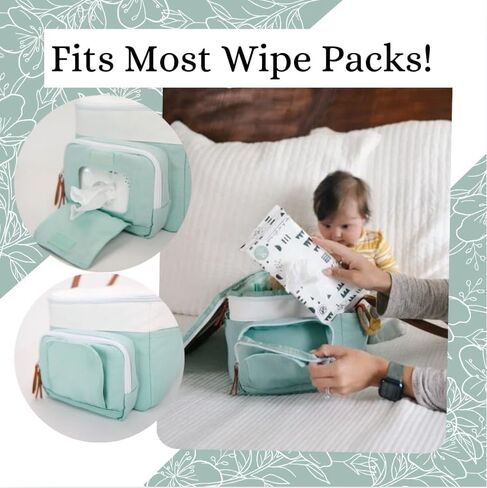 Baby Diaper Caddy Organizer - Stylish Waterproof Large Diaper Caddy with Lid - Durable Sage & White Baby Diaper Organizer Caddy - Spacious & Customizable Portable Diaper Caddy with Changing Mat in Saudi Arabia