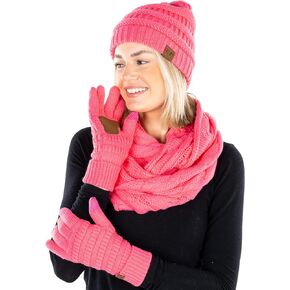 Funky Junque Hat Scarf Glove Set for Women Winter Matching Beanie Infinity Scarf Gloves Unique Christmas Gifts