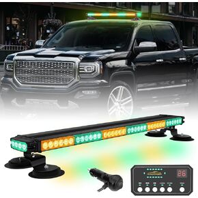 XRIDONSEN 28.4" 80 LED Roof Top Strobe Light Bar Amber White Emergency Warning Flashing Safety Beacon Double Side Traffic Advisor Lights Magnetic Base for Construction Vehicles Plow/Tow Trucks Pickup
