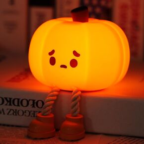 Cute Pumpkin Silicone Night Light - Funny Lamp, Dimmable, Rechargeable, Nursery Squishy Light for Breastfeeding, Room Décor