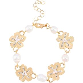 Gold Charm Link Bracelet for Women Teen Girls Gold Plated Chain Bracelet with Cute Dangle CZ Love Heart Lock Key Star Clover Cross Pendant Bracelet Adjustable Party Trendy Y2K Jewelry Gift for Girls