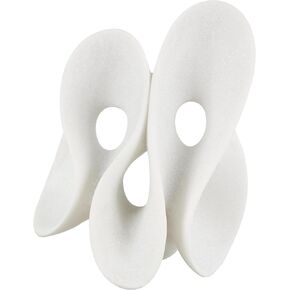 Deco 79 Polystone Abstract Wavy Shaped Sculpture with Cutouts and Speckled Texturing, 8" x 8" x 15", White