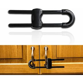 U-shaped cabinet locks provide effective baby proofing - easy to install on furniture kitchen oven cabinet drawers without tools (B - Black, 2 pieces (1 pack))
