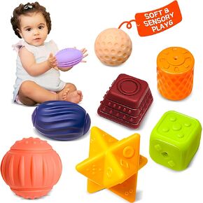 Sensory Balls for Baby, Soft Textured Multi Sensory Toys Montessori Toys for Babies Toddler Ball Toys Gift Set BPA Free Montessori Infant Baby Toys 6 to 12 Months