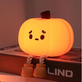 DREAMING MY DREAM Cute Pumpkin Night Light Silicone LED Lamp Rechargeable Bedside Touch Lamp,Nursery Pumpkin nightlight for Kids,Halloween Decor Toy,Breastfeeding for Baby