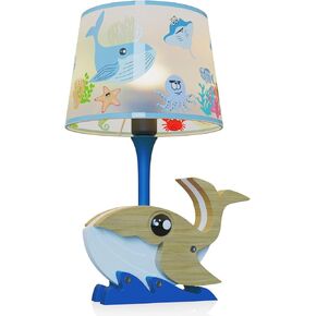 Children's Wooden Table Lamp Dimmable - Shark, Whale, and Dolphin Shape - Premium Solid Wood Night Light for Kids - Eco-Friendly LED - Perfect for Nursery, Bedroom, or Playroom (Whale)