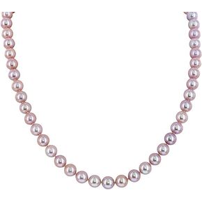 .925 Sterling Silver AAAA Pink Freshwater Cultured Pearl Silk-Knotted 18" Princess-Length Strand Necklace - Choice of Pearl Size