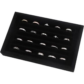 Guxuepiray Ring Display Tray Ring Holder for Jewelry Velvet Jewelry Organizer Stand for Rings Earrings Selling（Beige）