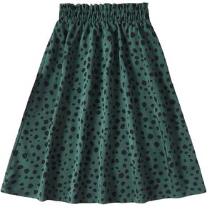 OYOANGLE Girl's Casual A Line Midi Skirts Ruffle Hem Elastic Waist Long Skirt