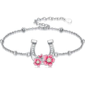 Sunflower/Lily of Valley/Carnation/Camellia/Daisy/Peach Blossom/Rose/Tulip Bracelet 925 Sterling Silver Birth Flower Bracelet for Women Jewelry Gifts