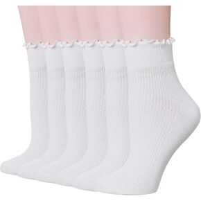 Velice Women Ruffle Socks Casual Ankle Cute Turn-Cuff Socks Soft Knit Cotton Lettuce Frilly Socks for Women Girls