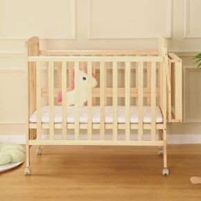 FUNLIO Mini Baby Crib, Paint-Free Pine Wood Crib for Small Spaces, Adjustable Crib for Baby Boys/Girls, CPC Certified