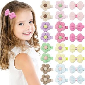 24Pcs Toddle Flower Hair Clips for Girls Baby Hair Clips Cute Floral Infant Hair Clips Candy Bow Non Slip Little Girls Hair Accessories for Thick Hair