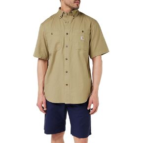 Carhartt Men's Rugged Flex Relaxed Fit Midweight Canvas Short-Sleeve Shirt, Seacliff, XX-Large in Kuwait