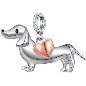 SCZKLAQ Dachshund Charm 925 Sterling Silver Dachshund Gifts Cute Dachshund Jewelry Wiener Dog Charms for Bracelets Dachshund Gifts for Women Girls