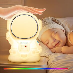 Toddler Night Light for Kids, 16 Colors Baby Night Light Kids, 1200mAh Rechargeable Cute Night Light, Soft&Safe Nursery Night Light for Baby Nursery, 2 Brightness+Tap Control Astronaut Light, Gift in Kuwait