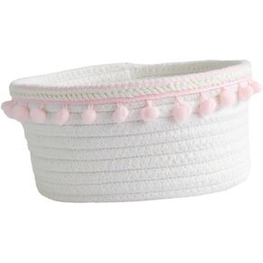 CHILDWEET Cotton Storage Basket Cotton Rope Basket Home Organizer Basket Pink Desktop Storage Basket Home Storage Basket