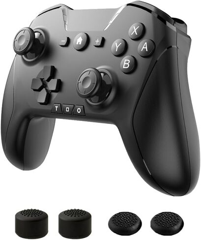 وحدة تحكم التبديل، وحدات تحكم Switch Pro اللاسلكية مع أغطية قبضة الإبهام، لوحة تحكم عن بعد للتبديل/Lite/OLED مع برمجة، NFC، Turbo، اهتزاز، استيقظ، محور جيروسكوبي (أبيض) in Saudi Arabia
