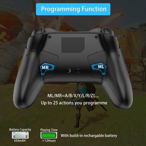 وحدة تحكم التبديل، وحدات تحكم Switch Pro اللاسلكية مع أغطية قبضة الإبهام، لوحة تحكم عن بعد للتبديل/Lite/OLED مع برمجة، NFC، Turbo، اهتزاز، استيقظ، محور جيروسكوبي (أبيض) in Saudi Arabia
