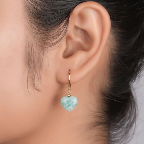 Gempires Heart Dangle Earring, Small Puffed Heart Danglers, Gemstone Drop Earring, Lightweight, Daily and Occasion Wear, 14k Gold Plated Jewelry, Gift for Girls and Teens in Kuwait