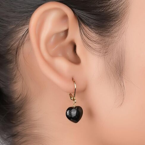 Gempires Heart Dangle Earring, Small Puffed Heart Danglers, Gemstone Drop Earring, Lightweight, Daily and Occasion Wear, 14k Gold Plated Jewelry, Gift for Girls and Teens in Saudi Arabia