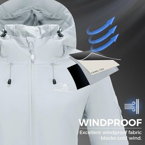 CAMELSPORTS Women's Waterproof Rain Jacket Lightweight Windbreaker Hooded Raincoat Windproof Coat Shell for Outdoor Hiking in Kuwait