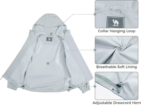 CAMELSPORTS Women's Waterproof Rain Jacket Lightweight Windbreaker Hooded Raincoat Windproof Coat Shell for Outdoor Hiking in Kuwait