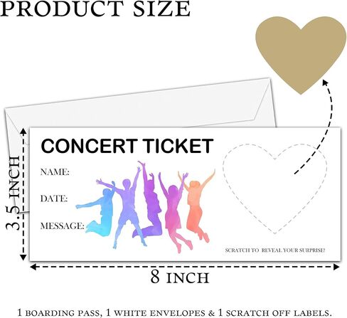 AWSICE Surprise Scratch Guess What Card, 1 Set Minimalist Make Your Own DIY Boarding Pass, Surprise Reveal Card for Holiday, Christmas, Wedding, Birthday, Anniversary, Pregnancy(3.5"x8" Gold)-C007 in Saudi Arabia