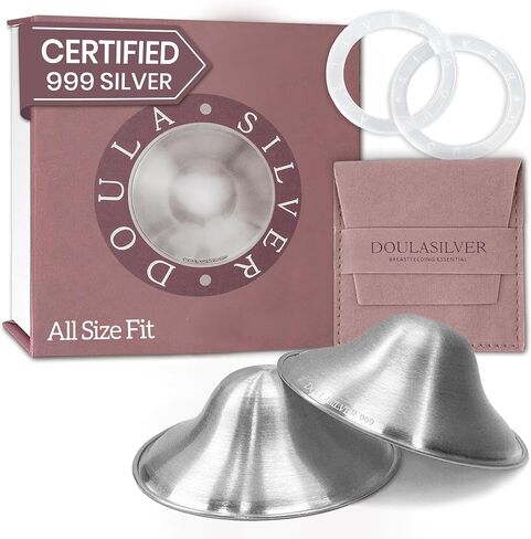 The Original Silver Nursing Cups - Nipple Shields for Breastfeeding - Zero Irritation, Invisible and Lightweight - 925 Silver Nipple Covers for Newborn Essentials in Saudi Arabia