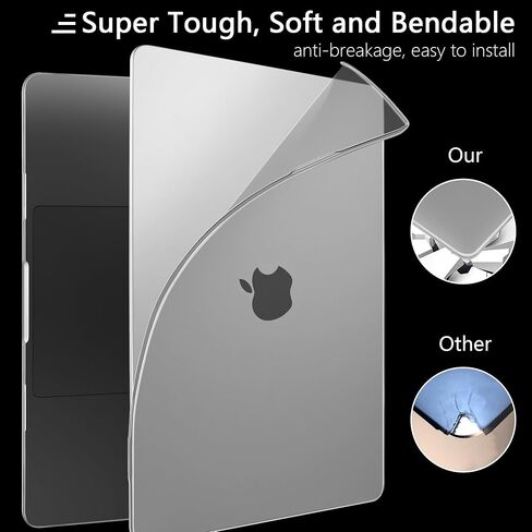 متوافق مع حافظة M3 M2 MacBook Air 13.6 بوصة 2024-2022 A3113 A2681، حافظة رفيعة للغاية ومضادة لبصمات الأصابع لجهاز MacBook Air 13.6 بوصة مع شريحة M3 M2 وشاشة Retina Touch ID، شفاف in Saudi Arabia