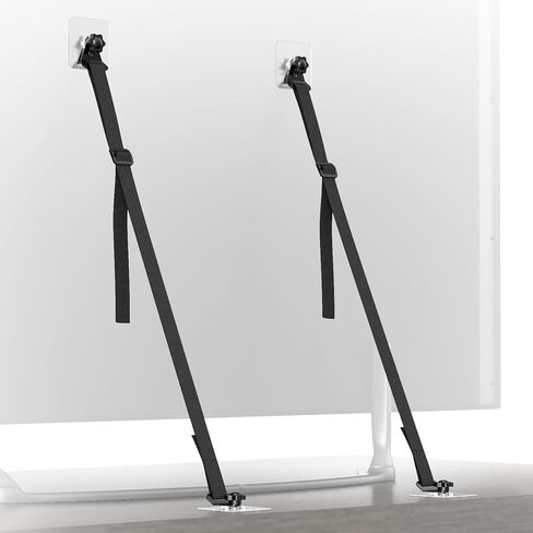 PUTORSEN 2 قطعة أحزمة أمان للتلفزيون قابلة للتعديل، بدون مثقاب مثبتات أثاث مضادة للطرف لحماية الطفل، لاصق/برغي تثبيت من نوع مرساة جدار الأثاث، أشرطة الزلازل in Kuwait