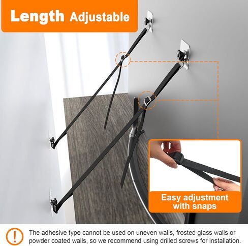 PUTORSEN 2 قطعة أحزمة أمان للتلفزيون قابلة للتعديل، بدون مثقاب مثبتات أثاث مضادة للطرف لحماية الطفل، لاصق/برغي تثبيت من نوع مرساة جدار الأثاث، أشرطة الزلازل in Kuwait