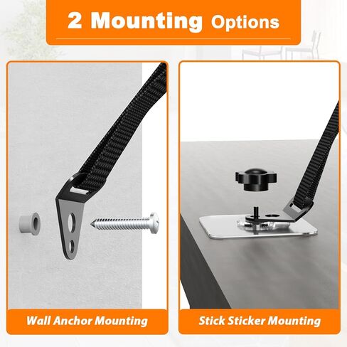 PUTORSEN 2 قطعة أحزمة أمان للتلفزيون قابلة للتعديل، بدون مثقاب مثبتات أثاث مضادة للطرف لحماية الطفل، لاصق/برغي تثبيت من نوع مرساة جدار الأثاث، أشرطة الزلازل in Kuwait