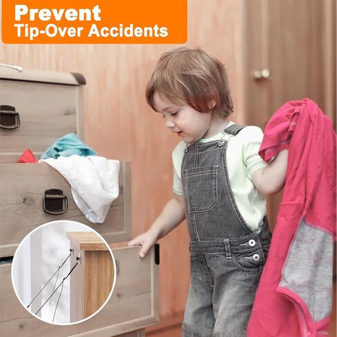 PUTORSEN 2 قطعة أحزمة أمان للتلفزيون قابلة للتعديل، بدون مثقاب مثبتات أثاث مضادة للطرف لحماية الطفل، لاصق/برغي تثبيت من نوع مرساة جدار الأثاث، أشرطة الزلازل in Kuwait