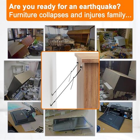 PUTORSEN 2 قطعة أحزمة أمان للتلفزيون قابلة للتعديل، بدون مثقاب مثبتات أثاث مضادة للطرف لحماية الطفل، لاصق/برغي تثبيت من نوع مرساة جدار الأثاث، أشرطة الزلازل in Kuwait