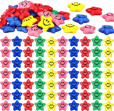 100 قطعة من كرات الضغط على شكل نجمة ابتسامة للوجه، كرة إسفنجية صغيرة على شكل نجمة، كرة ضغط على شكل نجمة، كرات إسفنجية صغيرة لتخفيف التوتر، ألعاب نجوم مضحكة لمكافأة الكرنفال المدرسي، حشو حقائب الحفلات، 5 ألوان in Kuwait