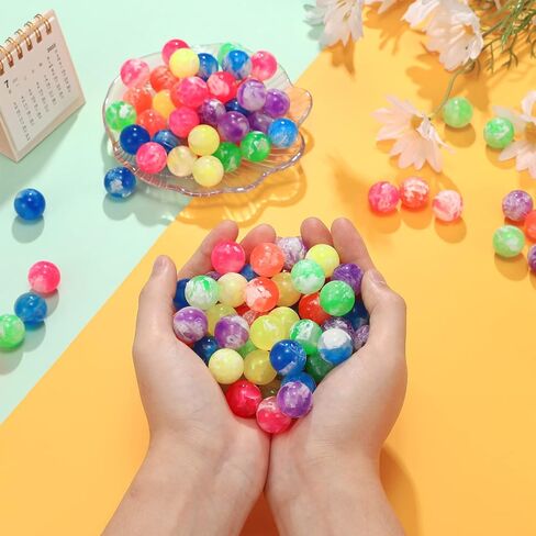 Zhanmai 250 Pcs Small Bouncy Balls 0.78 Inch/ 20 mm Rubber High Bouncing Balls Cloud Bouncy Balls Party Favors for Boys and Girls Neon Swirl Bouncing Balls for Game Prizes Vending Machines in Saudi Arabia