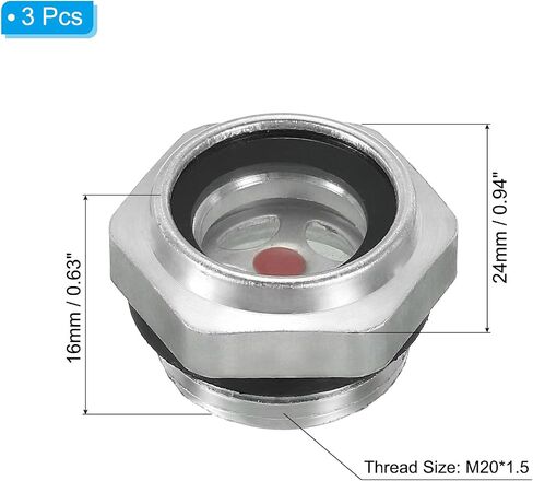 PATIKIL Air Compressor Oil Sight Glass, 3 Pack M20x1.5 Male Thread Aluminum Alloy Oil Liquid Level Gauge Air Compressor Parts with O-ring in Saudi Arabia