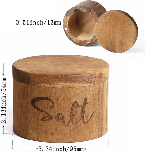Acacia Wood Salt Spice Box with Swivel Cover for Kitchen Countertop,Salt Keeper with Built-in Spoon,Modern Farmhouse Kitchen Decoror for Storing Salt,Pepper, Herbs, Spices Or Seasonings, 1 Pack in Saudi Arabia