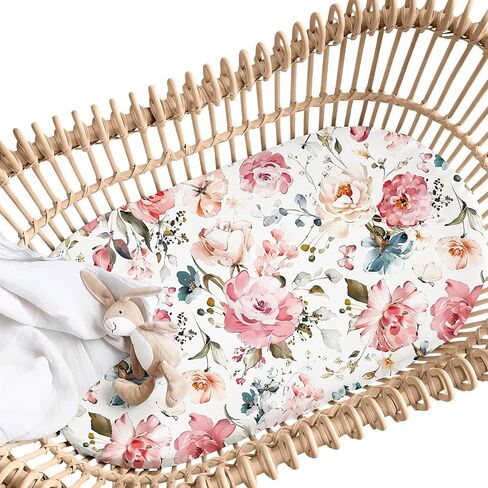 Stretchy Bassinet Sheet, Breathable Universal Cradle Sheet for Rectangle, Oval, or Hourglass Bassinet Pads/Mattress, Ultra Soft Fitted Sheets for Baby Boys Girls in Saudi Arabia