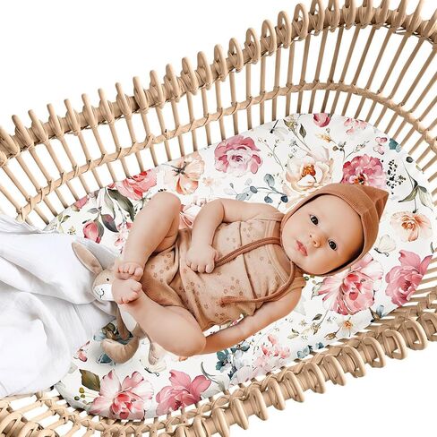 Stretchy Bassinet Sheet, Breathable Universal Cradle Sheet for Rectangle, Oval, or Hourglass Bassinet Pads/Mattress, Ultra Soft Fitted Sheets for Baby Boys Girls in Saudi Arabia