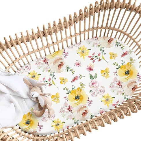 Stretchy Bassinet Sheet, Breathable Universal Cradle Sheet for Rectangle, Oval, or Hourglass Bassinet Pads/Mattress, Ultra Soft Fitted Sheets for Baby Boys Girls in Saudi Arabia