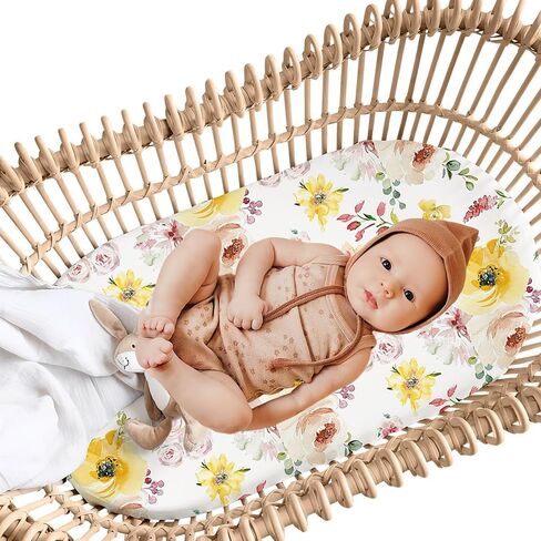 Stretchy Bassinet Sheet, Breathable Universal Cradle Sheet for Rectangle, Oval, or Hourglass Bassinet Pads/Mattress, Ultra Soft Fitted Sheets for Baby Boys Girls in Saudi Arabia