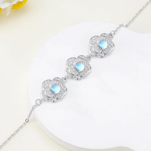 Sunflower/Lily of Valley/Carnation/Camellia/Daisy/Peach Blossom/Rose/Tulip Bracelet 925 Sterling Silver Birth Flower Bracelet for Women Jewelry Gifts in Saudi Arabia