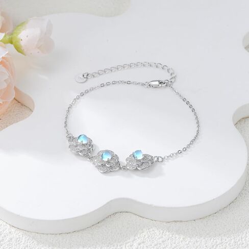 Sunflower/Lily of Valley/Carnation/Camellia/Daisy/Peach Blossom/Rose/Tulip Bracelet 925 Sterling Silver Birth Flower Bracelet for Women Jewelry Gifts in Saudi Arabia